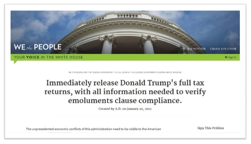 Trump refuses petition to release tax returns - like good Presidents.