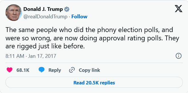Donald Trump doesn't like Opinion Polls - Unless...