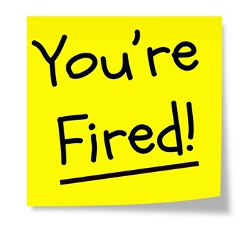 You're Fired! sticky note.
