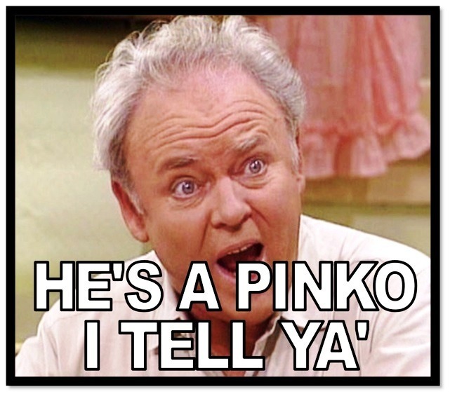 Archie Bunker screams at TV like Donald Trump.