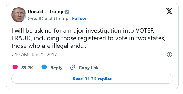 Investigate VOTER FRAUD.